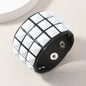 18 Color Punk Hip-Hop Three Rows of Square Rivets PU Leather Big Wide
