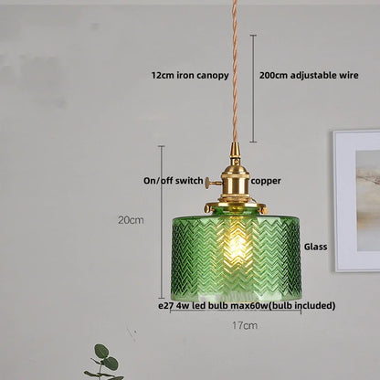 DecorBites™ Green Glass LED Pendant Light: Nordic Modern Hanging Lamp for Dining & Bedroom