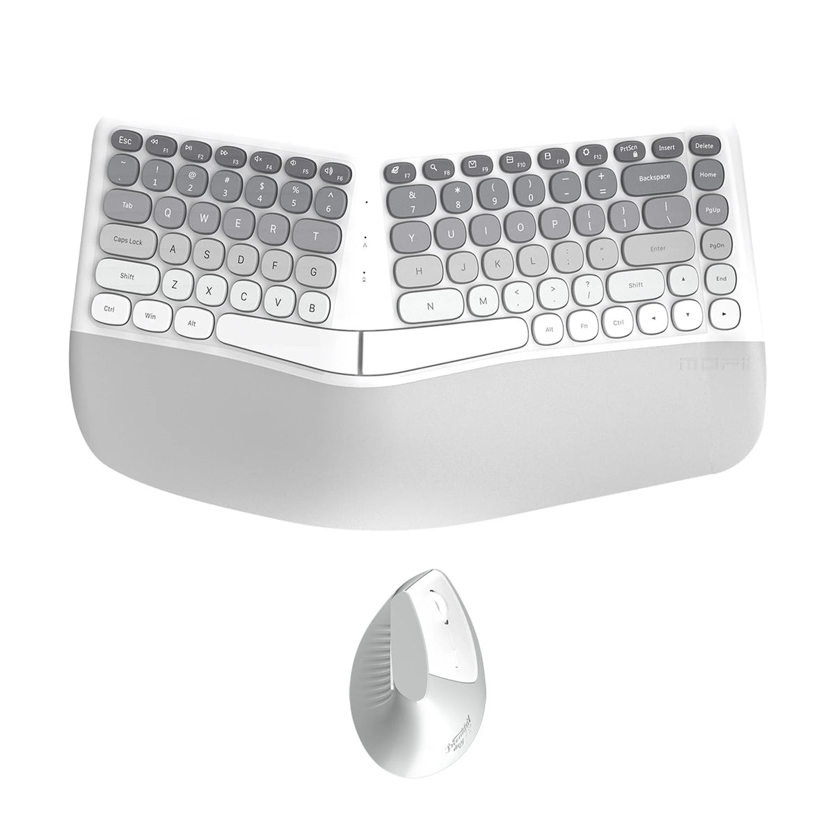 MOFii 1 Set Ergonomic Wireless Keyboard and Mouse Combo, Green Split Design Office Keyboard, 2.4G Wireless Connection, US QWERTY