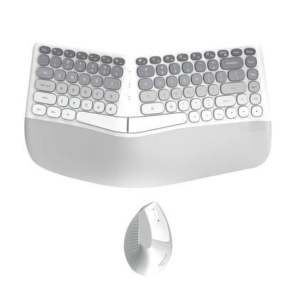 MOFii 1 Set Ergonomic Wireless Keyboard and Mouse Combo, Green Split Design Office Keyboard, 2.4G Wireless Connection, US QWERTY