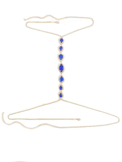 1pc Blue Droplet Fashion Body Chain Women's Chest Chain Summer Party