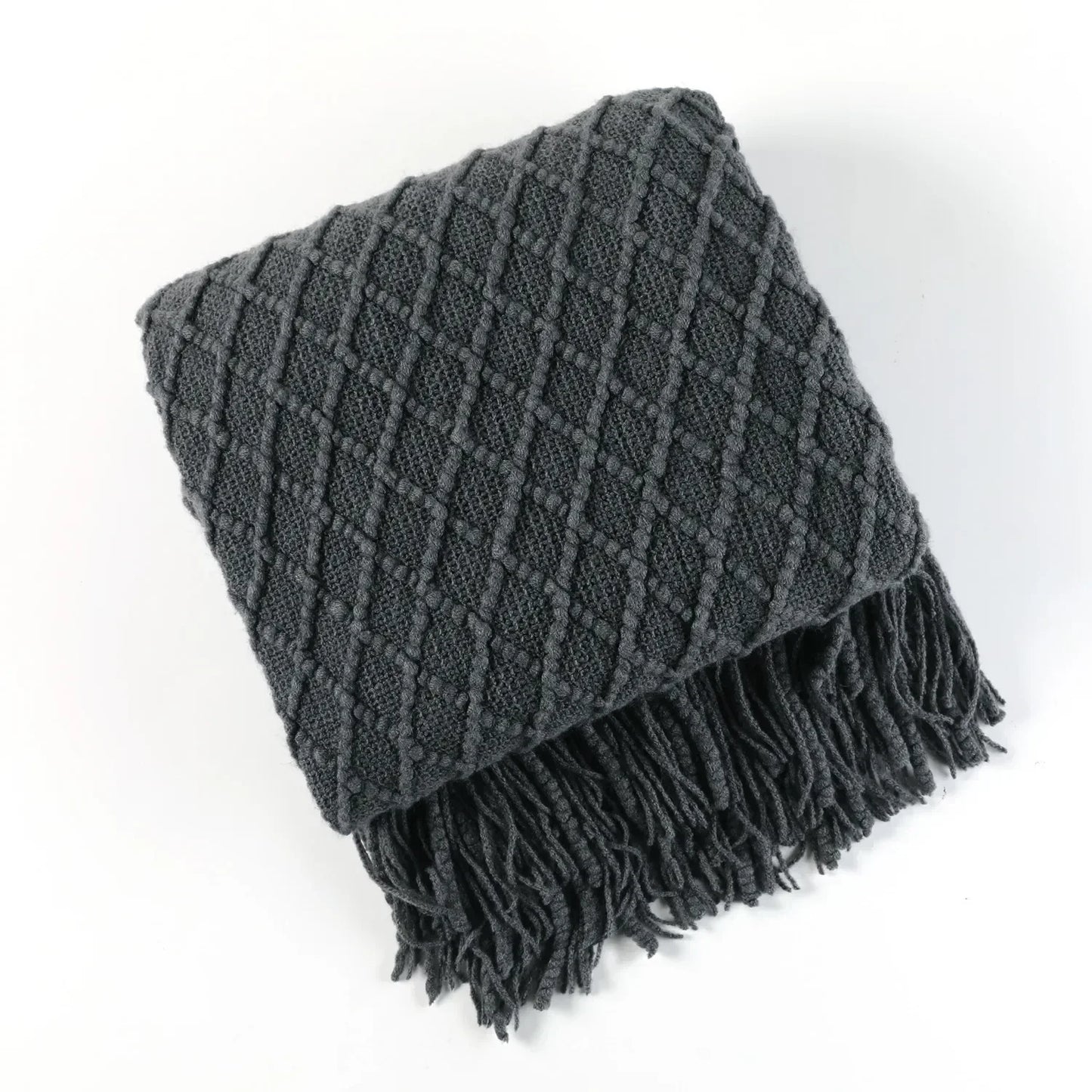 DecorBites™ Knitted Wool Blanket - Soft Nordic Throw for Sofa, Bed, or Office