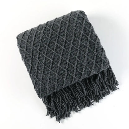 DecorBites™ Knitted Wool Blanket - Soft Nordic Throw for Sofa, Bed, or Office