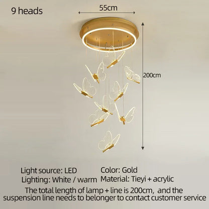 DecorBites™ LED Chandelier: Modern Butterfly Design, Acrylic, Exhibition Hall, Staircase, Bedroom Night Lamp Lighting Fixtures