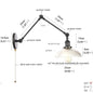 DecorBites™ Industrial Loft Swing Arm Wall Sconce Clear Glass Pull Chain Switch Bedside Lamp