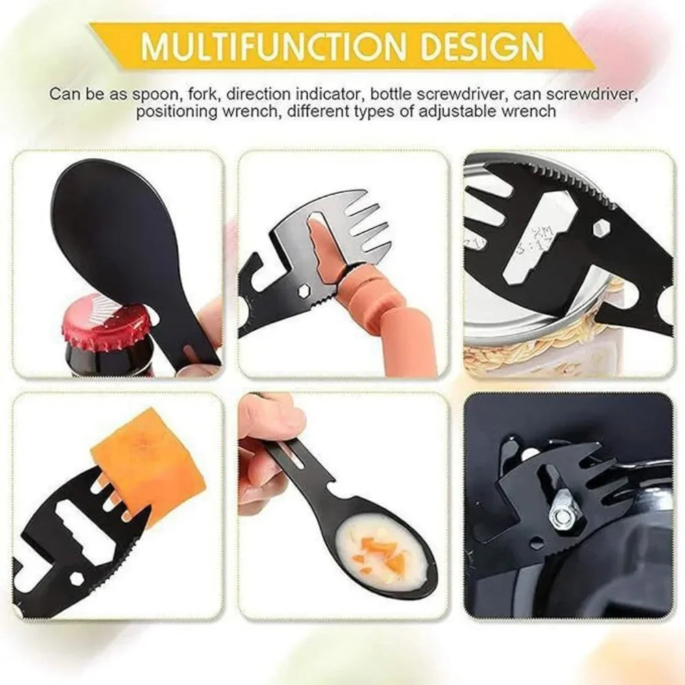 Camping Cutlery Set, 5-in-1 Outdoor Survival Gear, Travel Hiking
