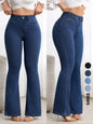 New Women's Elastic Slimming Bell Bottom Jeans Butt Lifting Waist