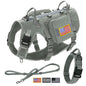 Tactical Dog Harness Collar Leash Set Military Training Pet Vest with Pouches Flags Durable Collars for Big Dogs German Shepherd
