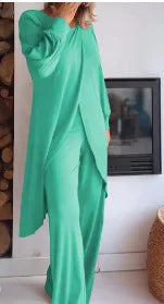 Casual Long Sleeve Tshirt Pants Set Office Lady Spring Summer Elegant