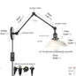 DecorBites™ Industrial Loft Swing Arm Wall Sconce Clear Glass Pull Chain Switch Bedside Lamp