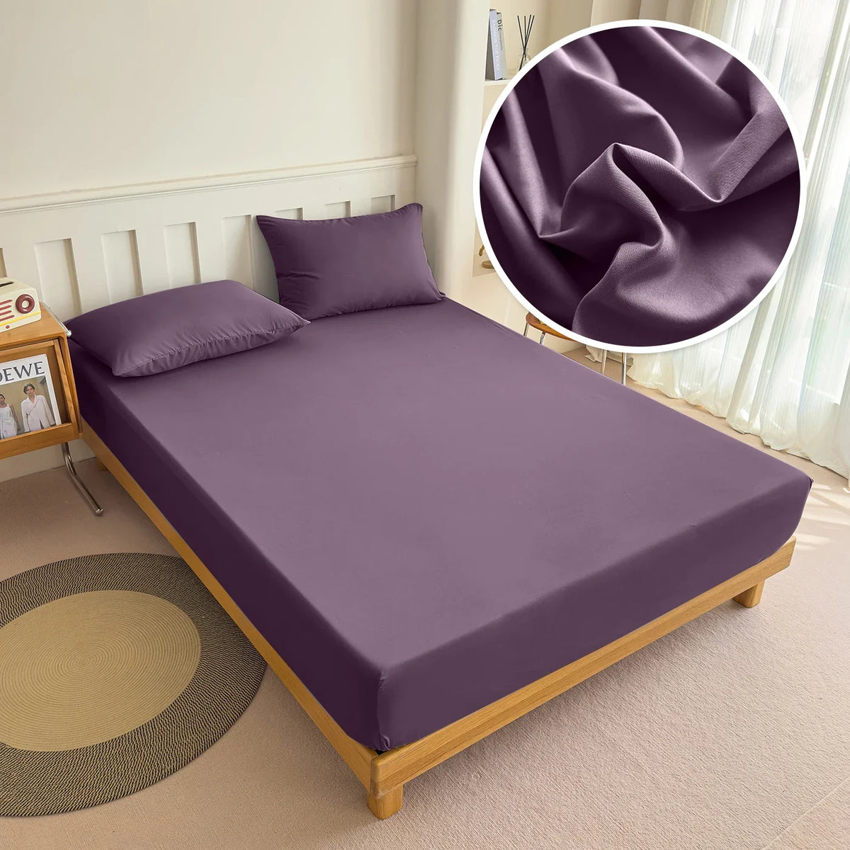 90/120/150/180x200 Fitted Bed Sheet with Elastic Band Solid Color