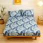 DecorBites™ Golden Feather Sheet Set: Fitted Sheet & 2 Pillowcases, All Season Bedspread