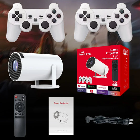 3D Game Projector 2 in 1 F300 Controller Game TV box Android 11 5G WIfi Playstore Home Cinema Outdoor 4k portable mini projector