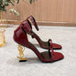 High Heel Open End Sandals, Sexy, with Unique Strap, Red Wine Color, Elegant Personality New Summer Style Elegant Ladies Sandals