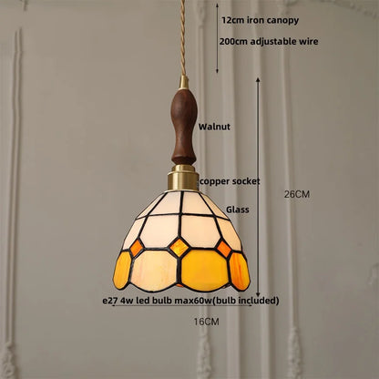 DecorBites™ Glass LED Pendant Lamp Tiffany Style Hand Stitch Dining Room Lights