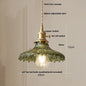 DecorBites™ Green Glass LED Pendant Lights with Walnut Wood Hanging Lamp
