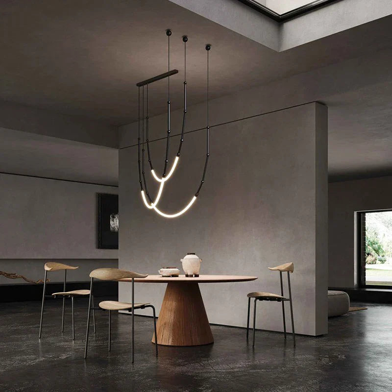 DecorBites™ Linear Creative Chandelier: Nordic Italian Designer Modern Lighting for Living Room Lobby