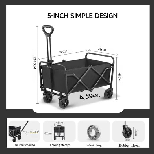 Camping Cart Foldable Trolley Outdoor Picnic Portable Hand-Pull Cart