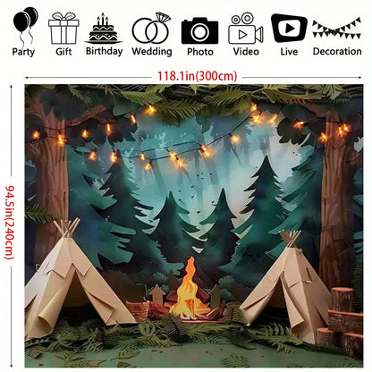 1 Photography Camping Background - Forest Scene Party Background with