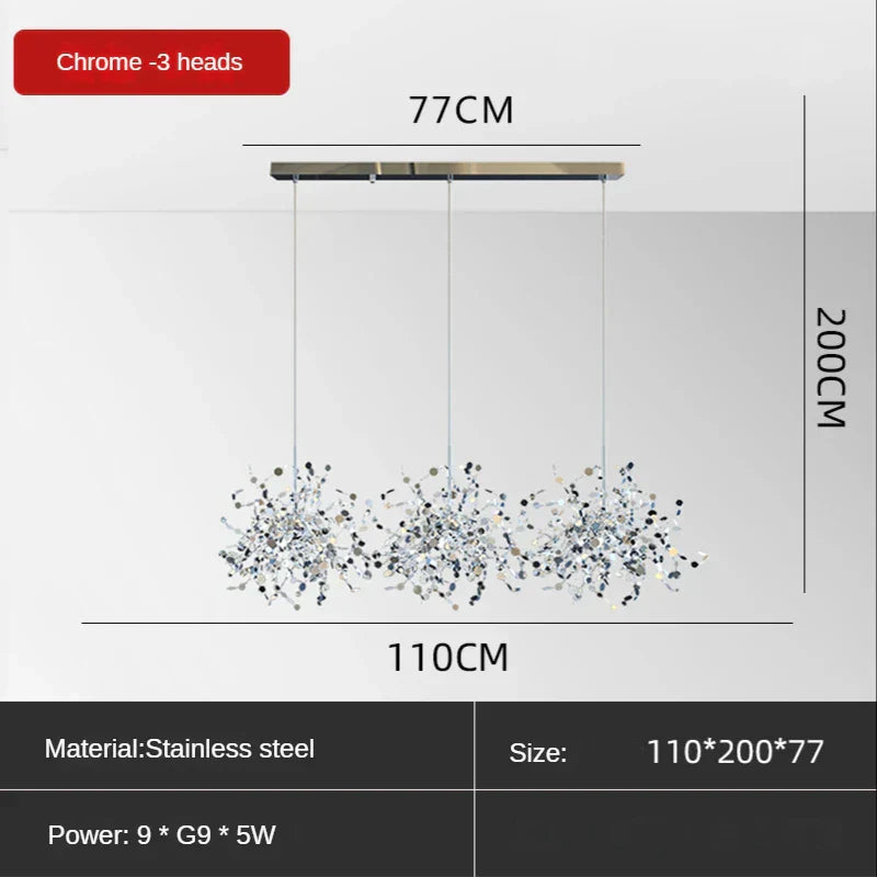 DecorBites™ Leaf Sequin Ceiling Chandelier for Modern Living Room, Restaurant, Bar, or Dining Table