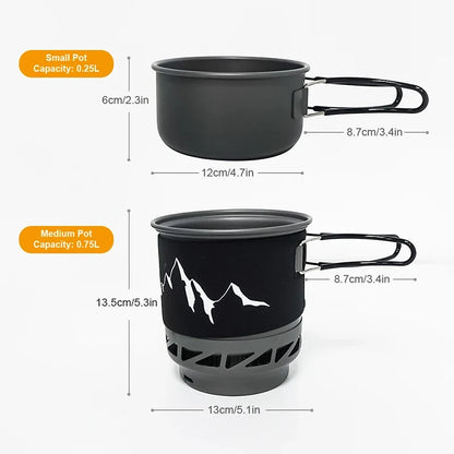 Camping Cooking Set Stove Pot Pan Cookware Outdoor Propane Cooking