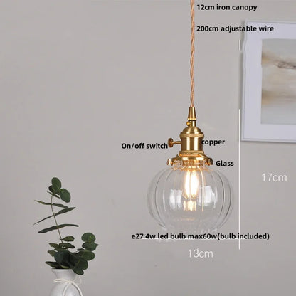 DecorBites™ Glass LED Pendant Lamp Modern Copper Socket Hanging Light