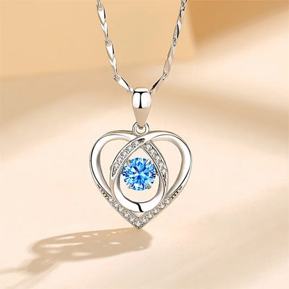 925 Sterling Silver Heart Shaped Necklace Bracelet Set for Women