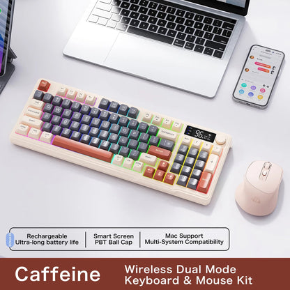 M96 Bluetooth Keyboard Wireless FREEWOLF Screen Gaming Keyboard Electronic Screen Multi-Device Connection Ergonomics Gaming