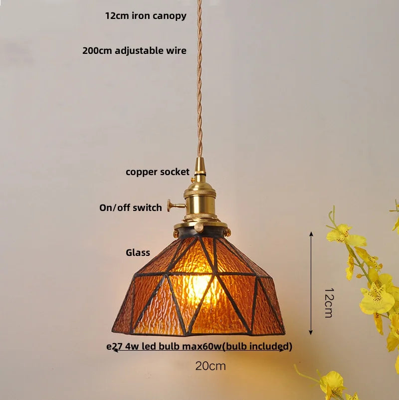 DecorBites™ Glass LED Pendant Lamp: Handmade Japanese Style Adjustable Hanging Light Fixtures