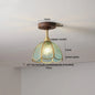 DecorBites™ Green Glass LED Ceiling Lights: Modern Copper Wood Indoor Lamp