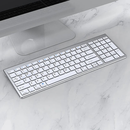 2.4G Wireless & Bluetooth Rechargeable Ultra-Thin Keyboard Mouse Set for Computer, Office, Gaming, iPad - Silent Slim Design
