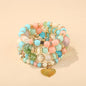 4pcs Boho Crystal Beads Chain Bracelet Set for Women Vintage Heart