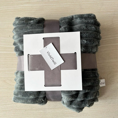 VividTwill 1pc Fluffy Coral Velvet Blanket Air-Conditioned Flannel Plush Comfortable Thickened Warm Soft Throw Blanket Bed Cover
