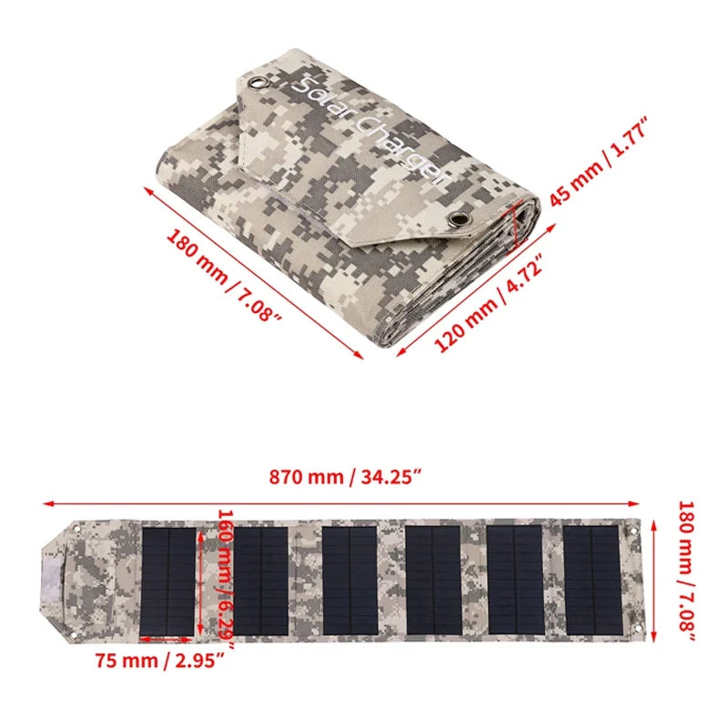 100W/80W/60W Foldable Solar Panel 5V USB Portable Folding Bag for Cell Phone Outdoor Waterproof Power Bank for Camping Hiking