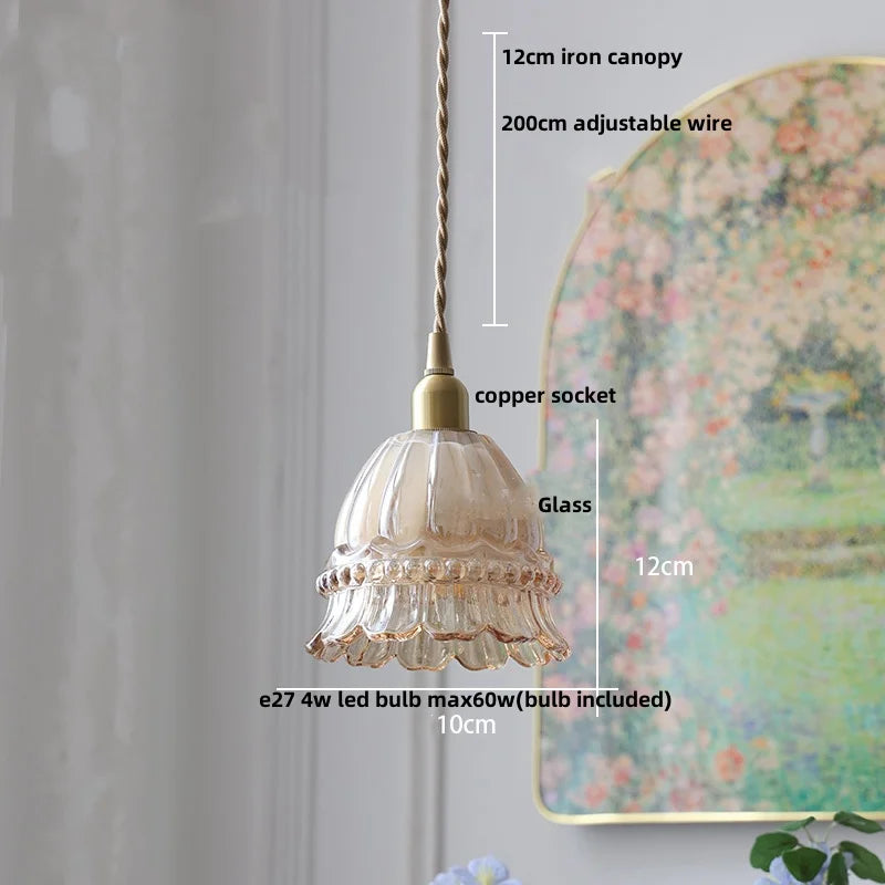 DecorBites™ Glass LED Pendant Lamp Modern Copper Socket Hanging Light