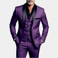 Men'S Wedding Best Man Dress Suit | New Business Casual Suit Set, Regular Fit, Lapel Collar, Solid Color, Button Details