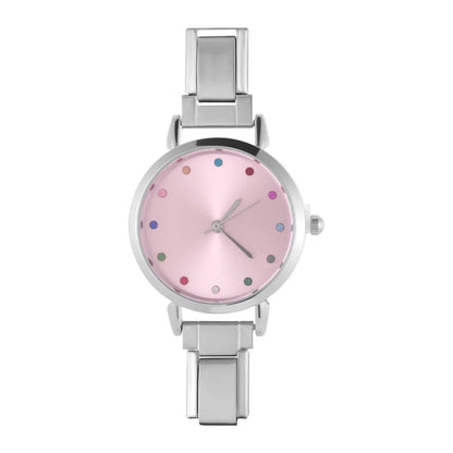 1PC 's Stainless Steel Round Simple Watch Bracelet Bangle for Friend