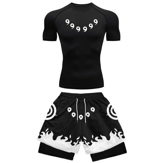 Anime Compression Set Running Sport Fitness Suit for Men Quick Dry