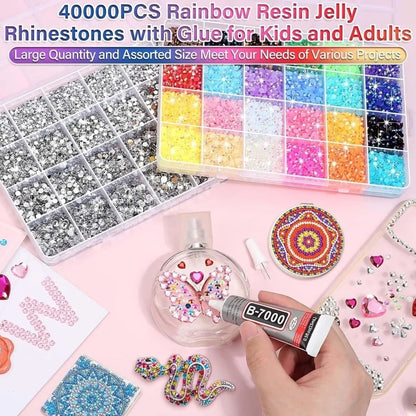Multicolor Resin Rhinestone Kit Sparkling DIY Decoration Jelly Rhinestones Diamond Art Bedazzling Rhinestones