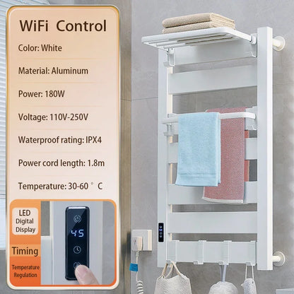 WiFi Smart Electric Heating Towel Rack Bath Towel Drying Cooling Rack Electric Bath Towel Clothes Dryer Heating Heater Bathroom