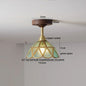 DecorBites™ Green Glass LED Ceiling Lights: Modern Copper Wood Indoor Lamp