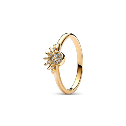 Gold Color Sun Heart Bow Size 6 7 8 9 Ring Rings for Trenday Women