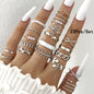 23pcs Fashion Knuckle Rings Set for Women Crystal Star Moon Eye Wave