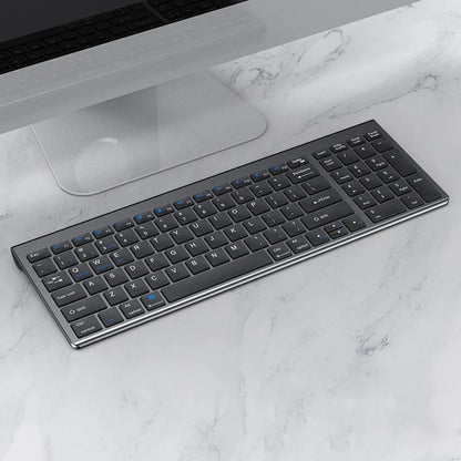 2.4G Wireless & Bluetooth Rechargeable Ultra-Thin Keyboard Mouse Set for Computer, Office, Gaming, iPad - Silent Slim Design