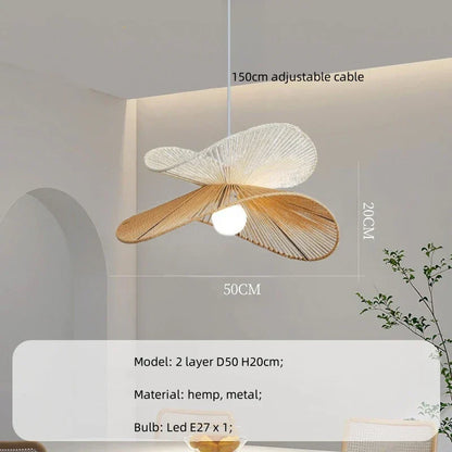 DecorBites™ Hemp Pendant Lights: Wabi Sabi LED Indoor Lighting Fixtures