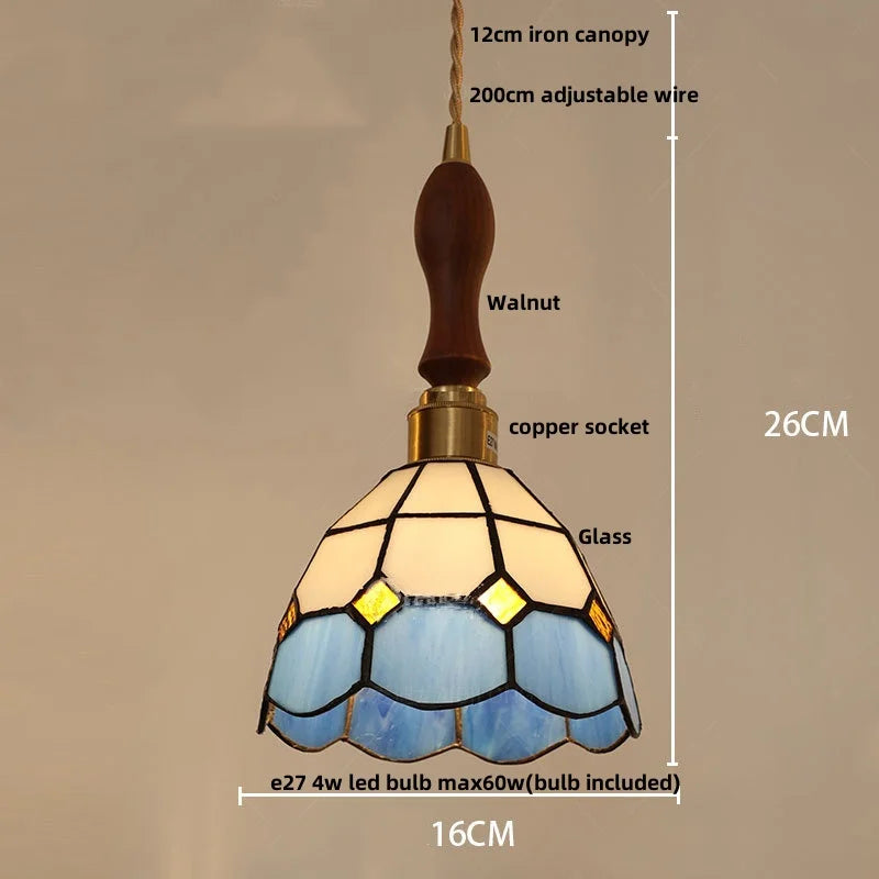 DecorBites™ Glass LED Pendant Lamp Tiffany Style Hand Stitch Dining Room Lights