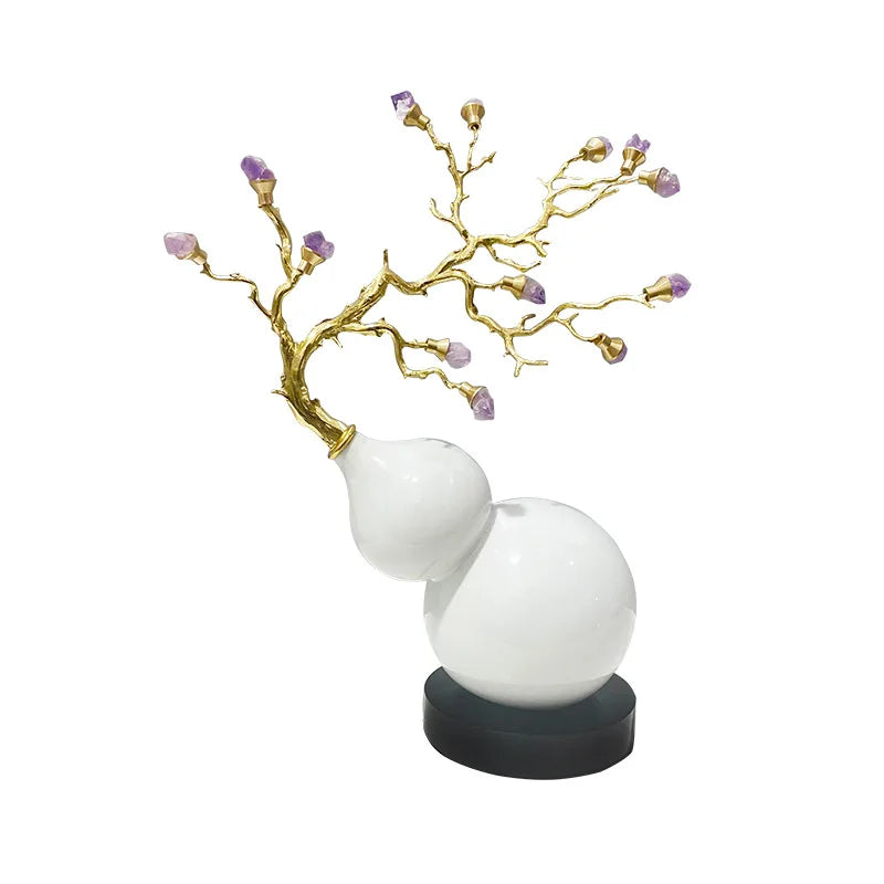 DecorBites™ Gourd Crystal Sculpture Metal Plant Statues Home Decoration