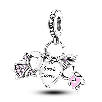 Charms Bead 925 Sterling Silver Pink Butterfly Luminous Firefly Dangle