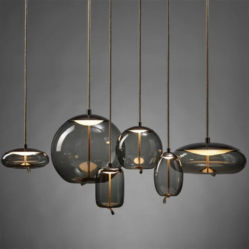 DecorBites™ Glass LED Chandeliers for Living Room Bedroom Kitchen Pendant Lamp