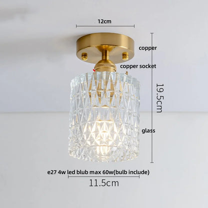 DecorBites™ Glass LED Ceiling Light for Living Room, Modern Copper Canopy, Nordic Style Fixtures